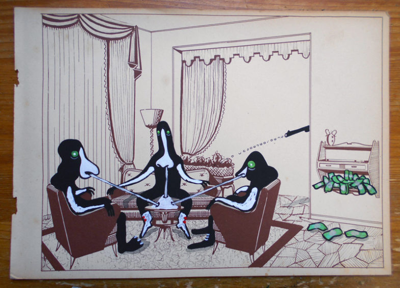 convivialità, acrilico su carta, 2009