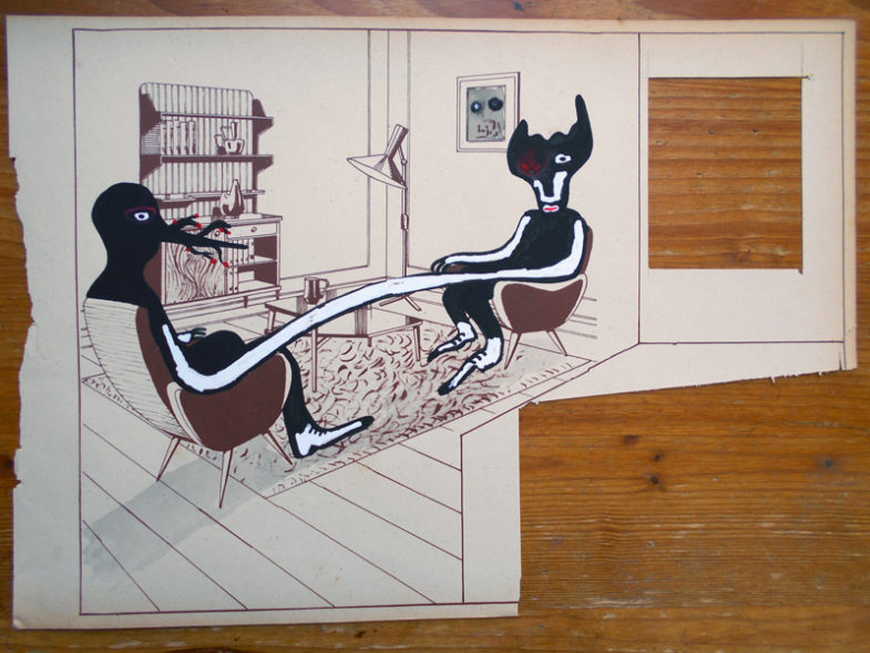 di stanza sociale, acrilico su carta, 2009