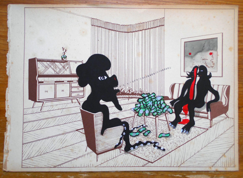 divisione dei beni, acrilico su carta, 2009