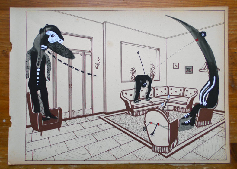 la famiglia, acrilico su carta, 2009
