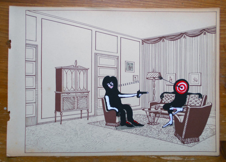 obiettivo, acrilico su carta, 2009